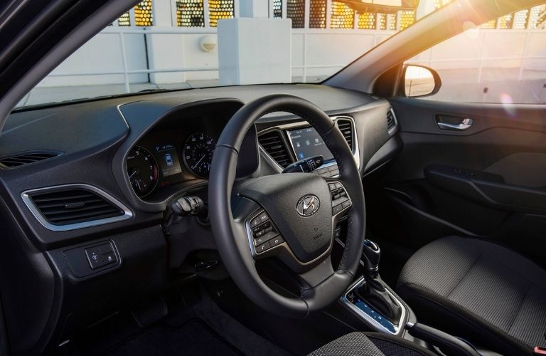 2022 Hyundai Accent steering wheel and dashboard