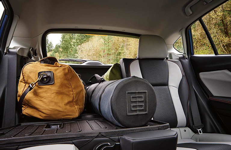 Cargo loaded onto the folded rear seat of the 2019 Subaru Crosstrek